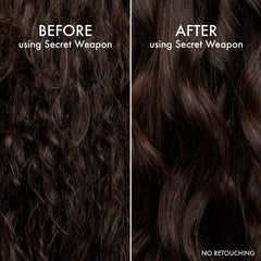 John Frieda before and after comparison showing reduced frizz and polished finish