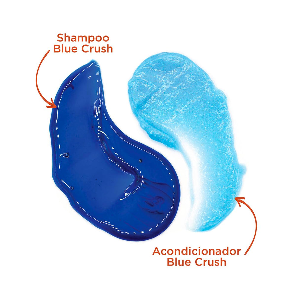 John Frieda creamy blue conditioner texture closeup illustrating moisturizing formula
