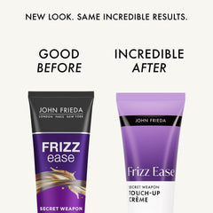 John Frieda bottle cap and dispenser detail for easy on-the-go application