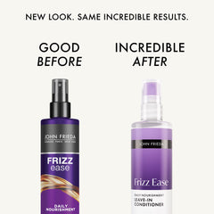 John Frieda pump and cap detail highlighting easy dispensing benefit
