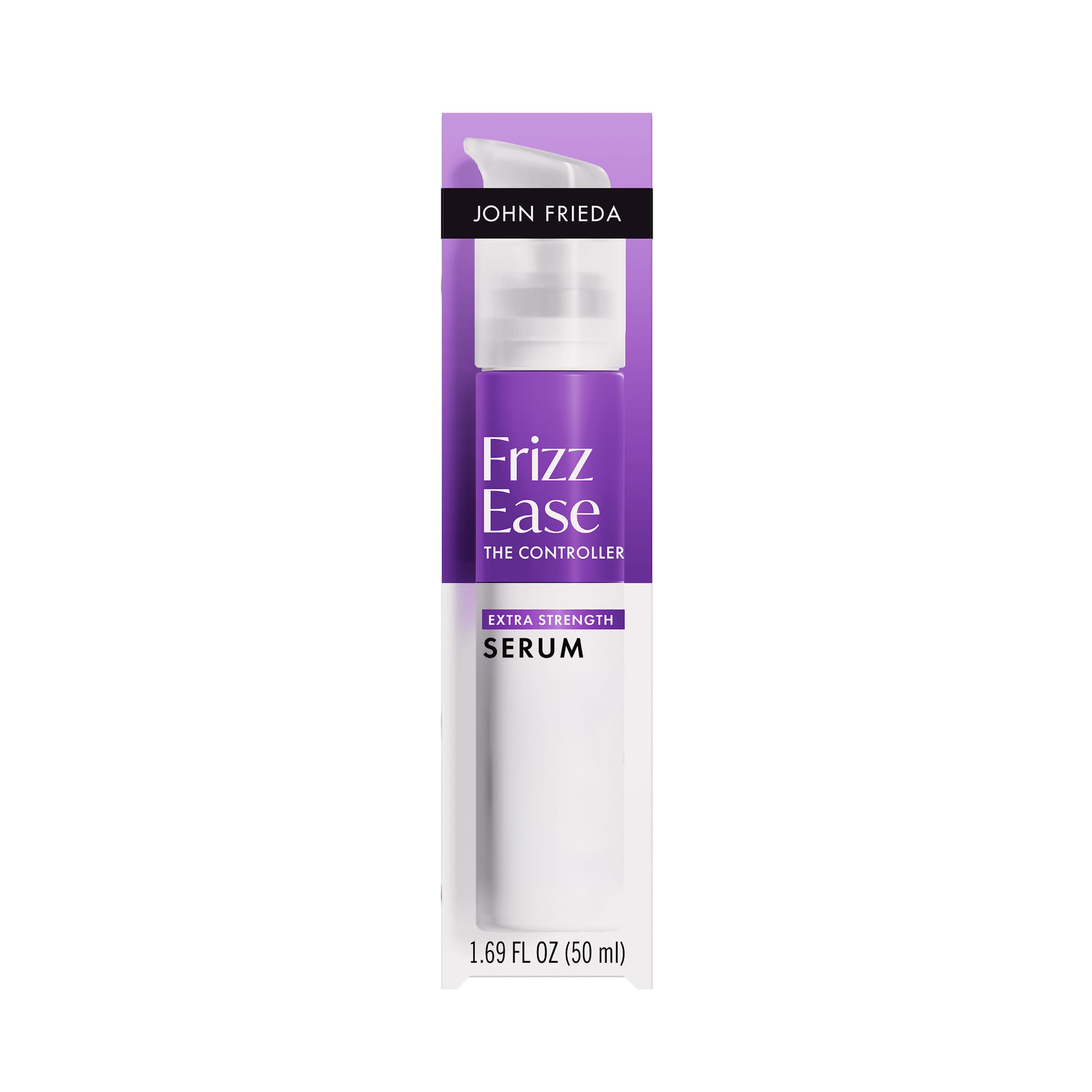 John Frieda front packaging showing serum bottle and label benefit
