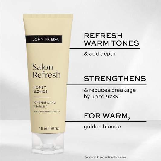 John Frieda close-up of creamy toner texture highlighting smooth application benefit