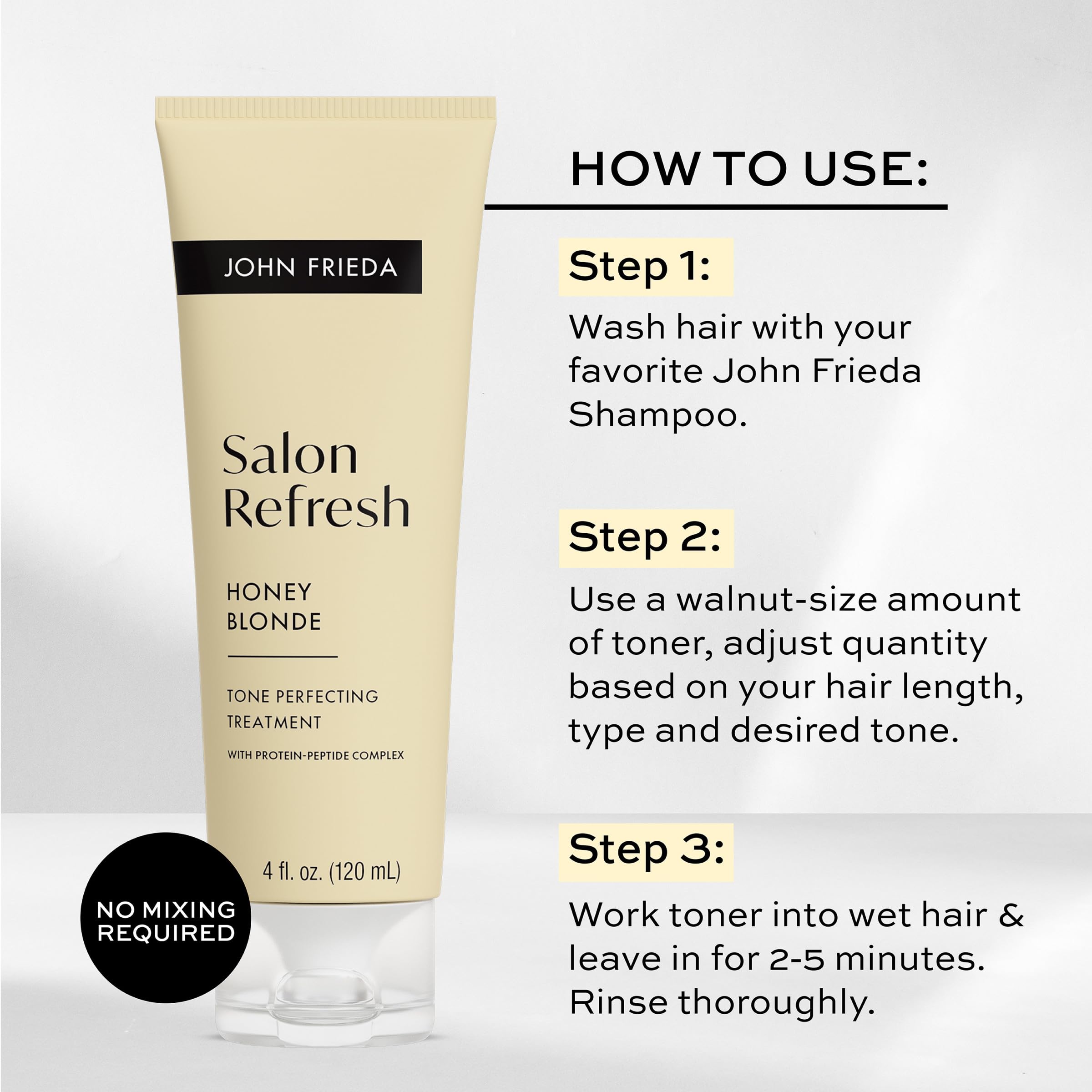 John Frieda finished hair glossy styled shot showing enhanced shine benefit