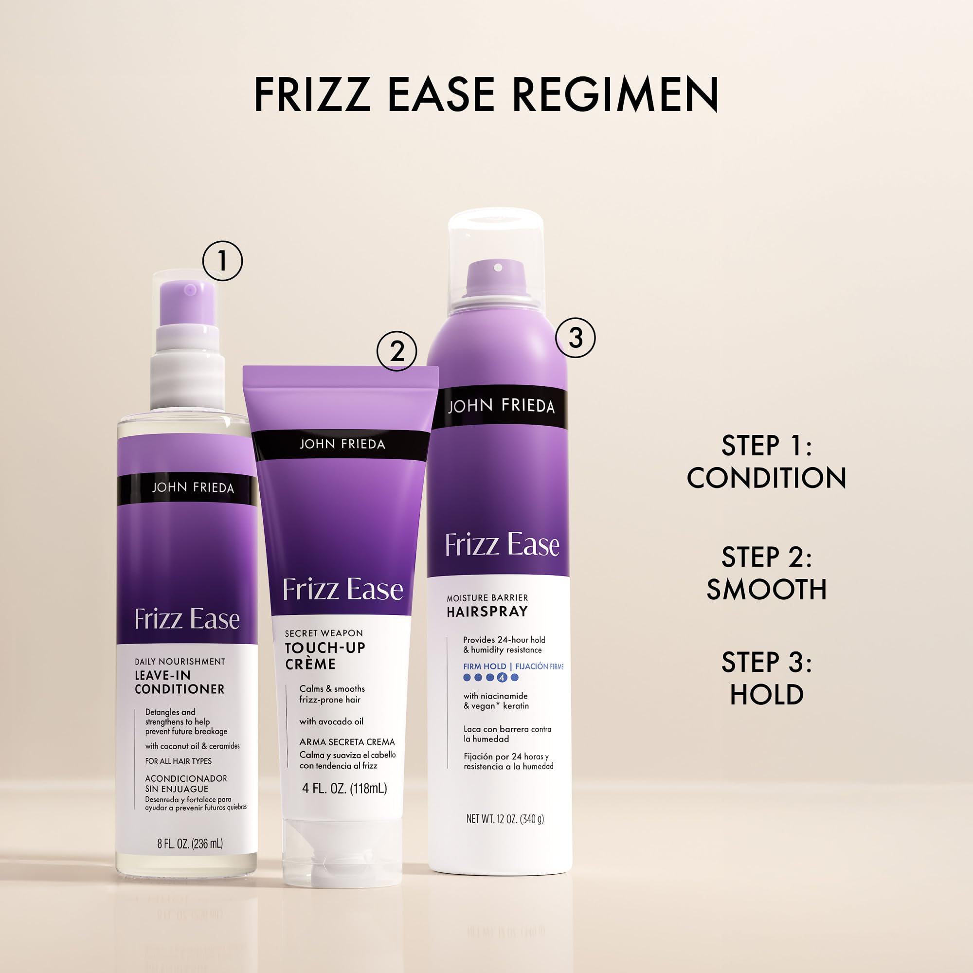 John Frieda polished hairstyle lifestyle portrait showing soft shine and control