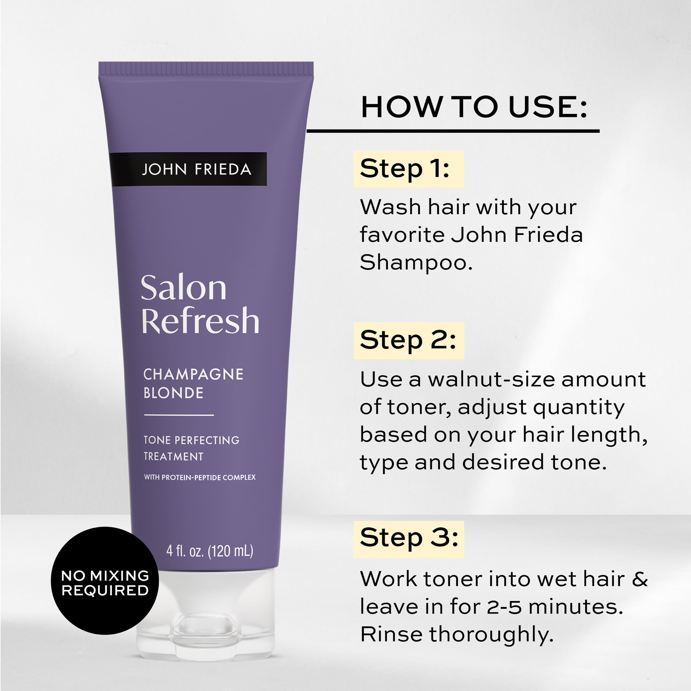 John Frieda protein-peptide visual illustrating strengthened hair fiber benefit