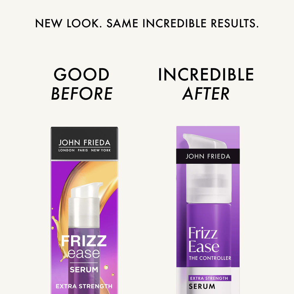 John Frieda pump dispensing a drop for measured, no-waste use