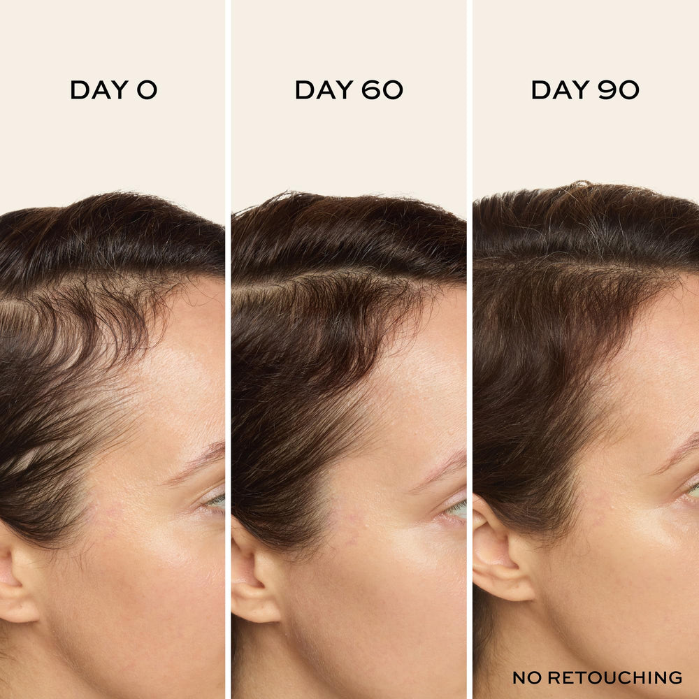 John Frieda applied to scalp with fingertips, targeted root nourishment benefit