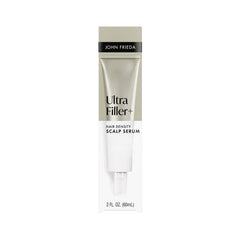 John Frieda front packaging of ULTRAfiller+ serum showing bottle and benefits