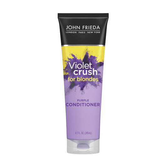 John Frieda bottle front packaging shows violet conditioner benefits