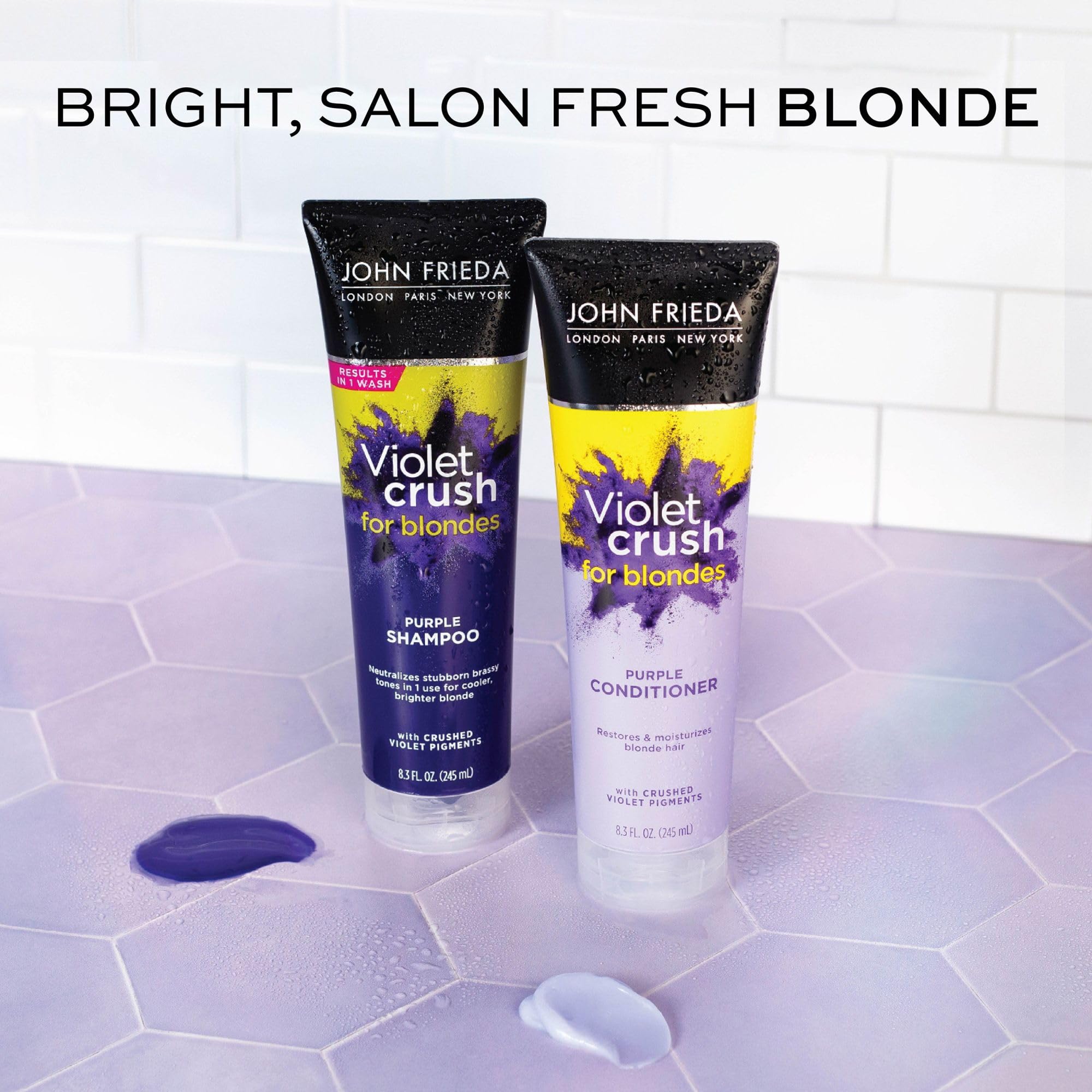 John Frieda Violet Crush with matching conditioner to show recommended duo for best results