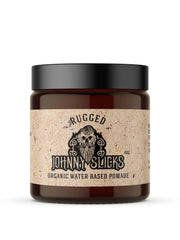 Johnny Slicks front jar view showing rugged label and strong hold benefits