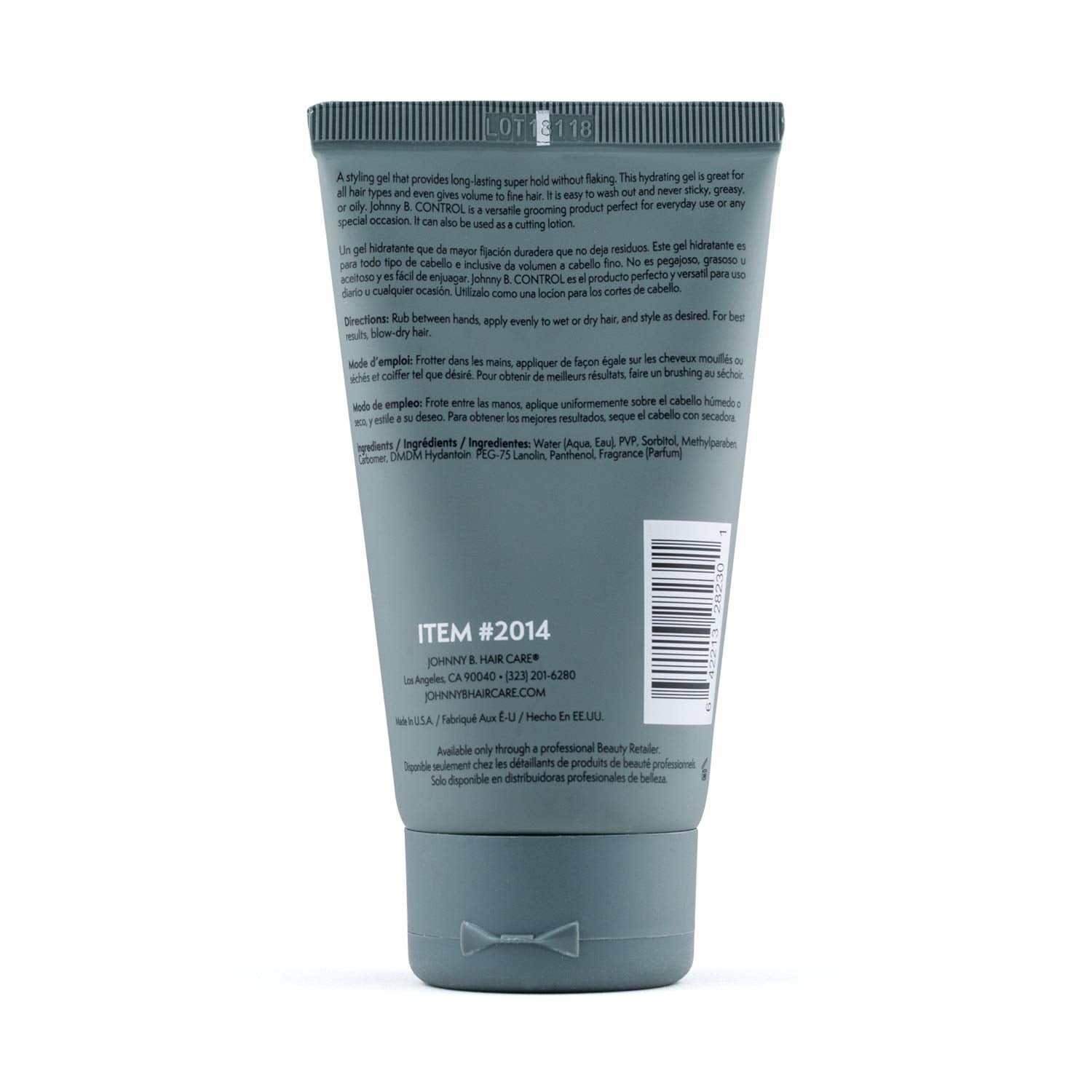 JOHNNY B. control texture close-up showing gel gloss and smooth consistency for non-sticky styling