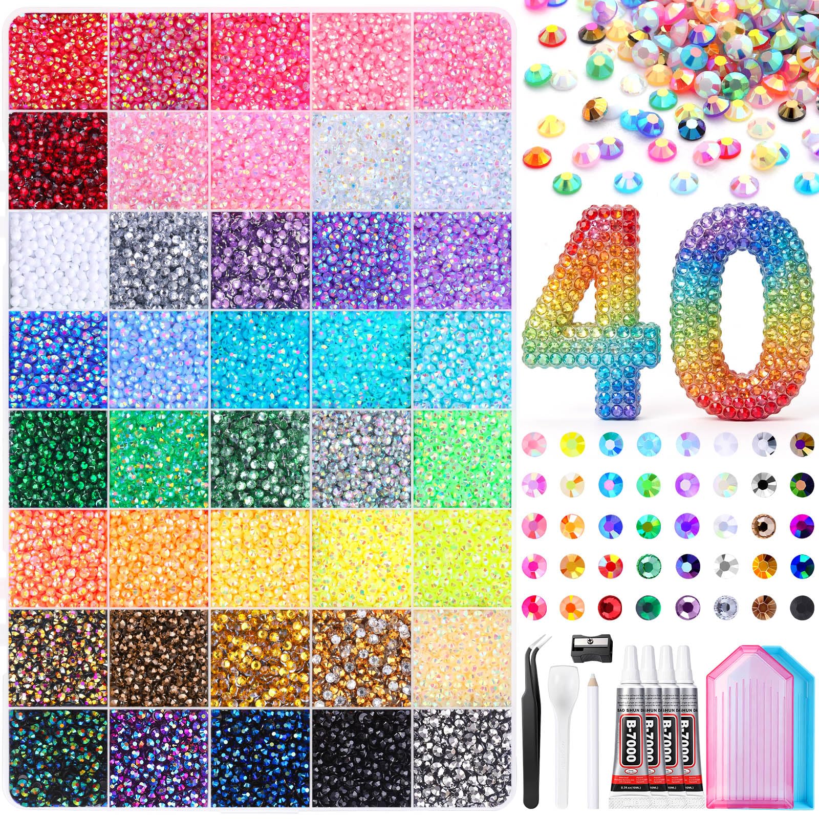 JOICEE front packaging showing 40000 rhinestones and included tools for complete kit benefit