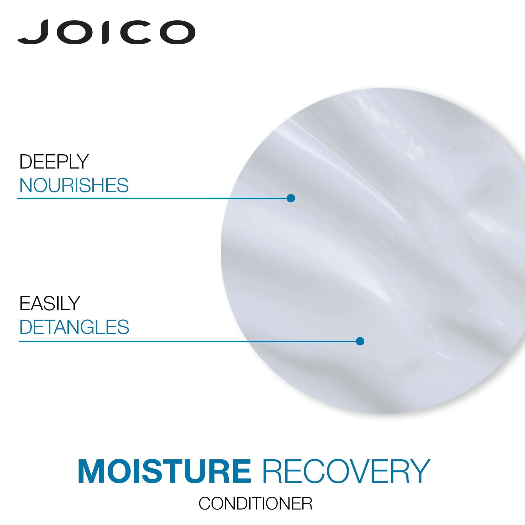 Joico before and after on dry hair showing reduced frizz and improved sheen