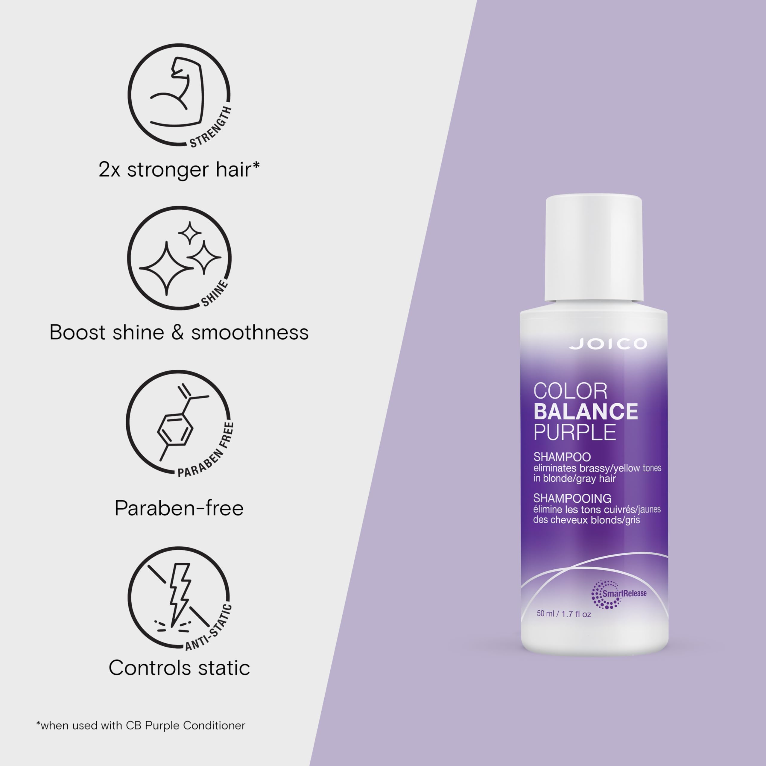 Joico purple shampoo lather texture demonstrating even pigment coverage benefit