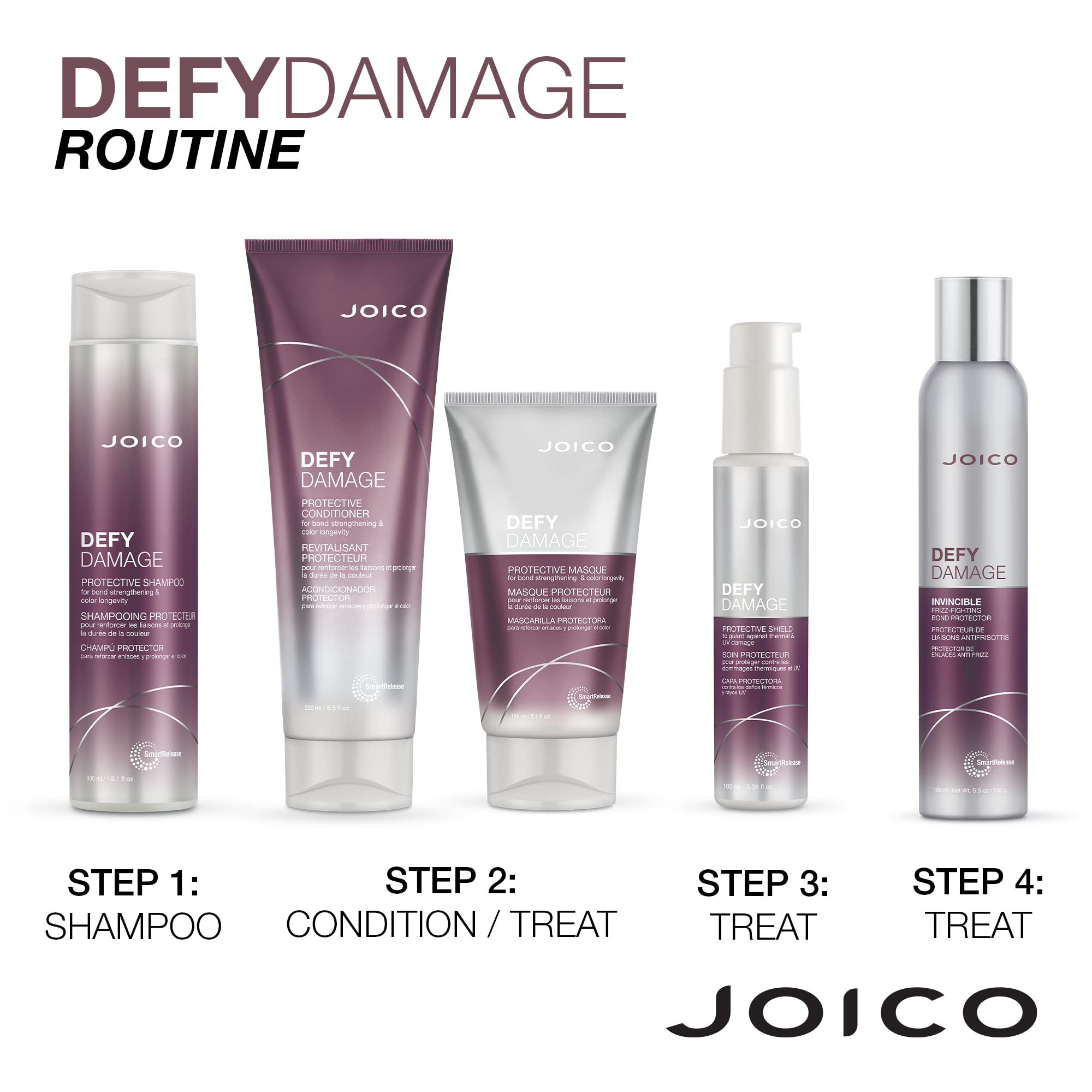 Joico products on salon shelf conveying professional color-preserving care