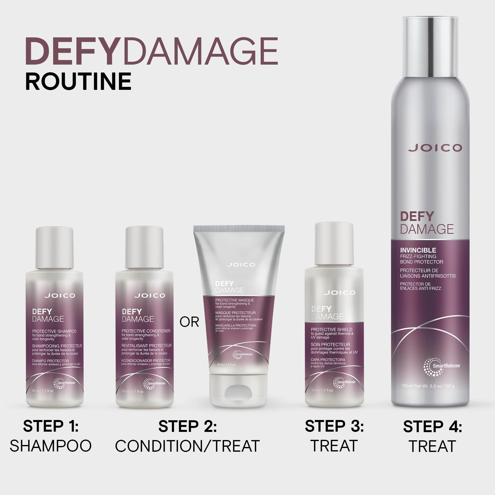 Joico masque placed on bathroom shelf conveying salon-quality home treatment