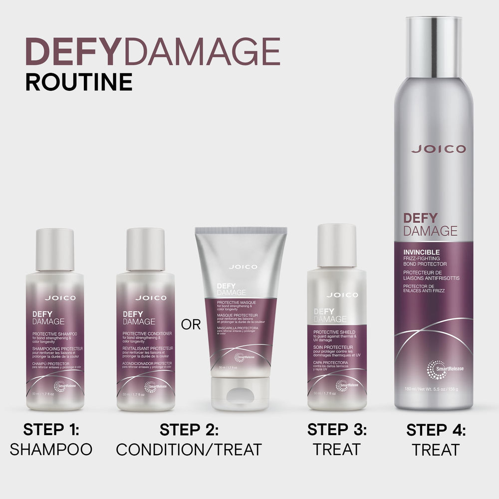 Joico masque placed on bathroom shelf conveying salon-quality home treatment
