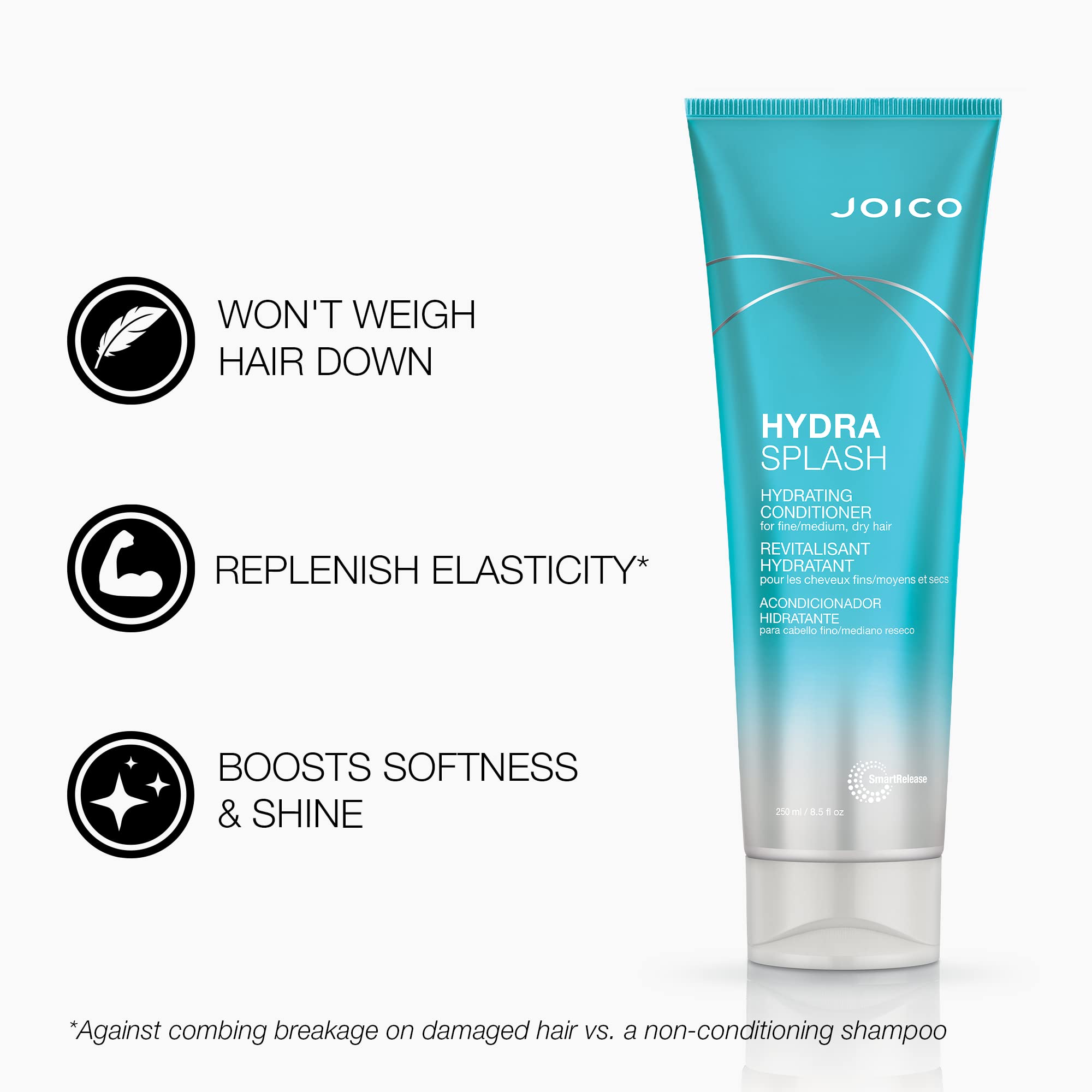 Joico bottle label detail with key ingredients visible, demonstrating product transparency
