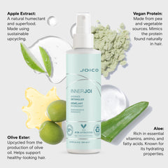 Hand holding Joico InnerJoi to show scale and travel-friendly 6.7 oz size