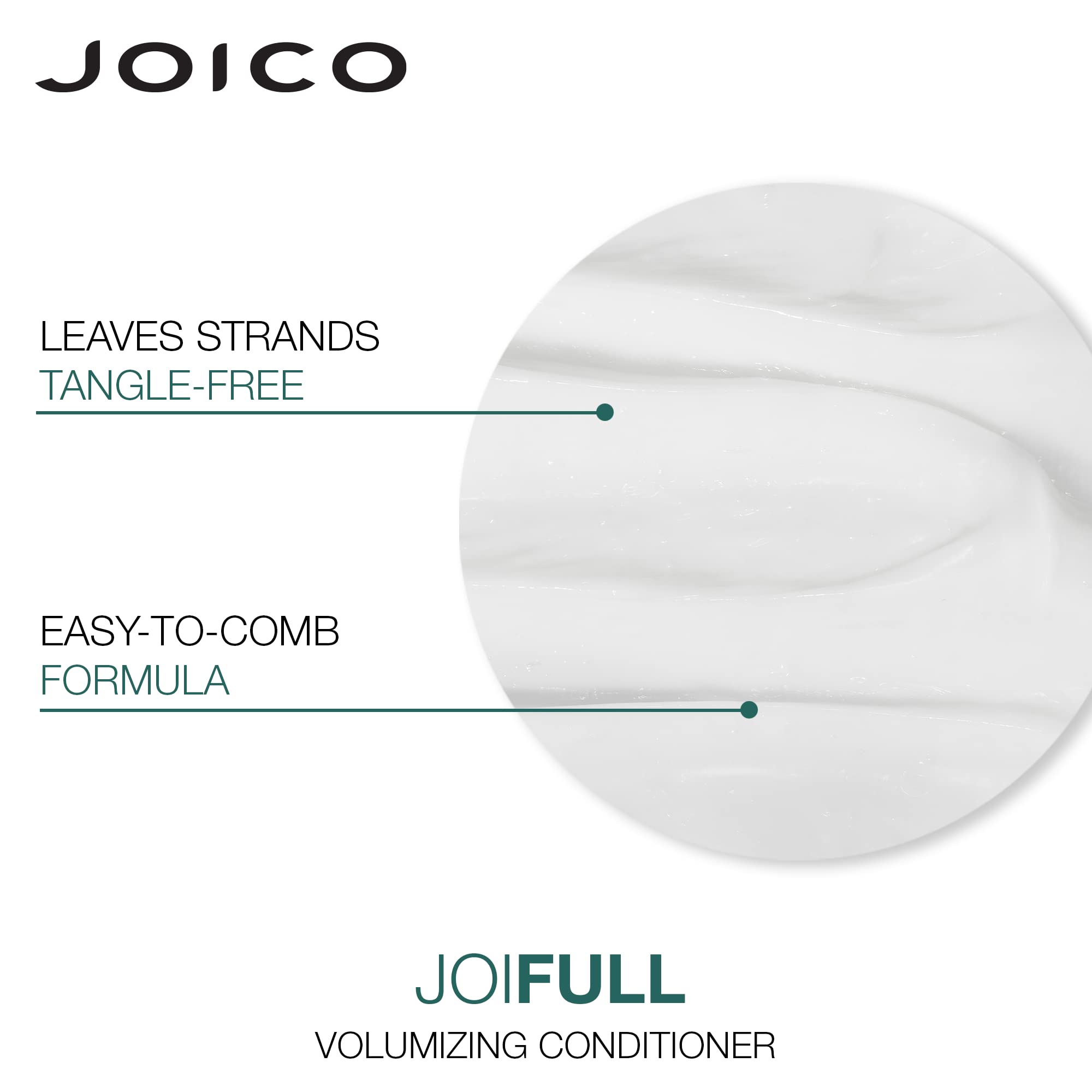 Joico JoiFULL bottles next to ruler showing product size benefit
