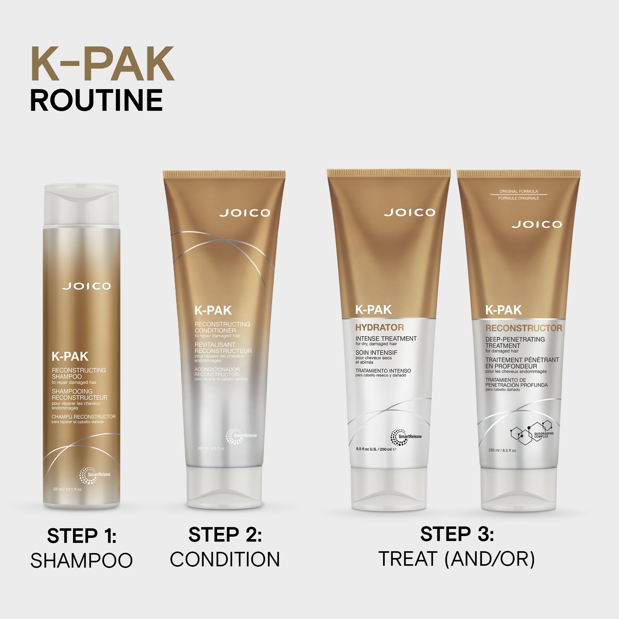 Joico product on bathroom shelf in use-ready setting, encourages weekly deep care