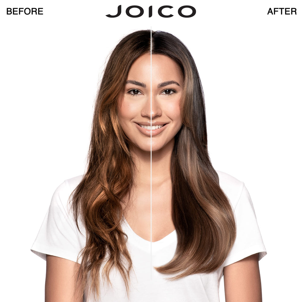 Joico K-PAK shampoo pump close-up demonstrating easy dispensing benefit