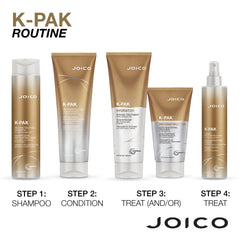 Joico set held in hand to show 10.1-ounce size for travel-friendly application