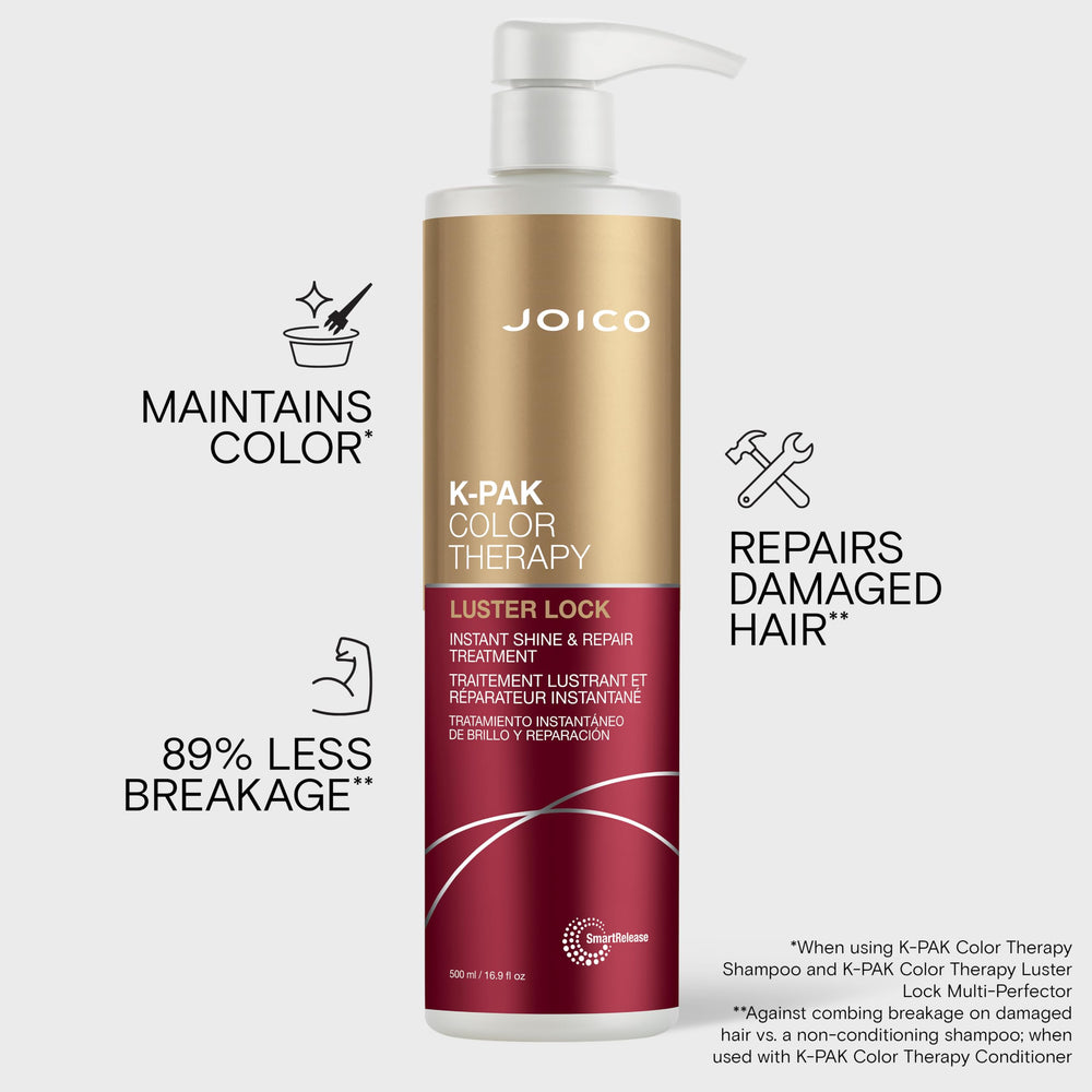 Joico label closeup highlighting keratin, argan oil and Smart Release benefits