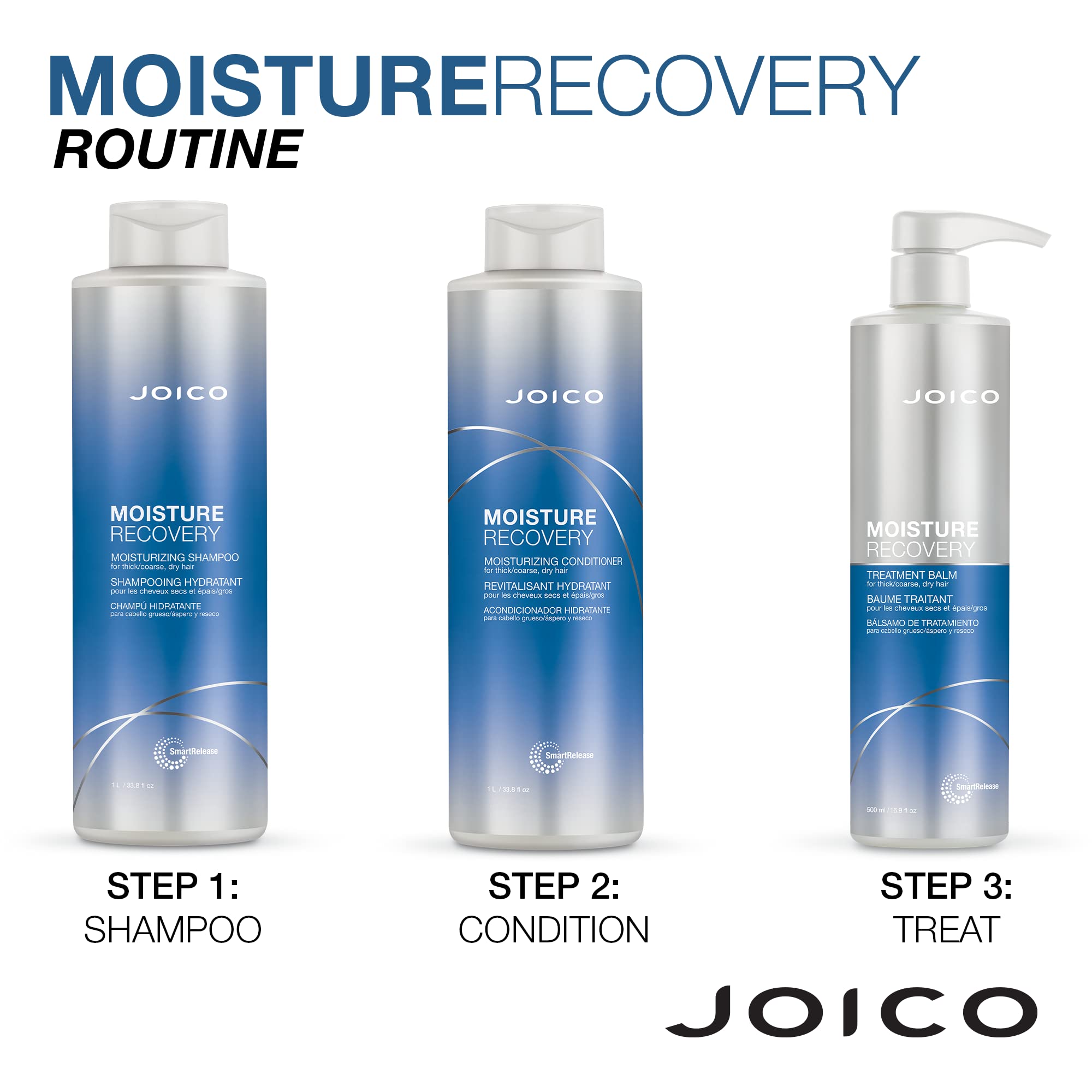 Joico bottles on bathroom vanity conveying salon-quality hydration at home