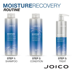 Joico bottles on bathroom vanity conveying salon-quality hydration at home