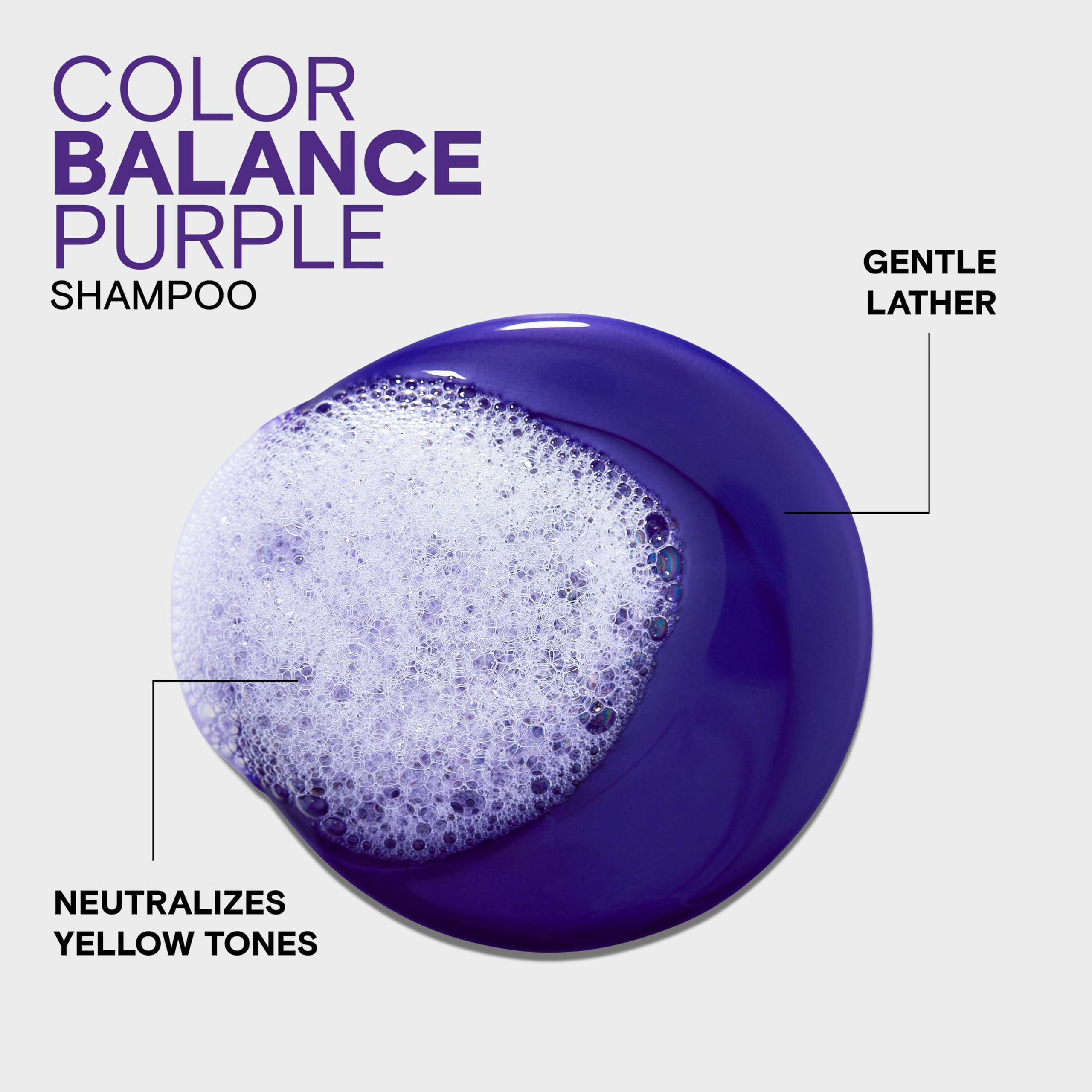 Joico purple shampoo foam on blonde hair in sink demonstrating toning action and visible cooling effect