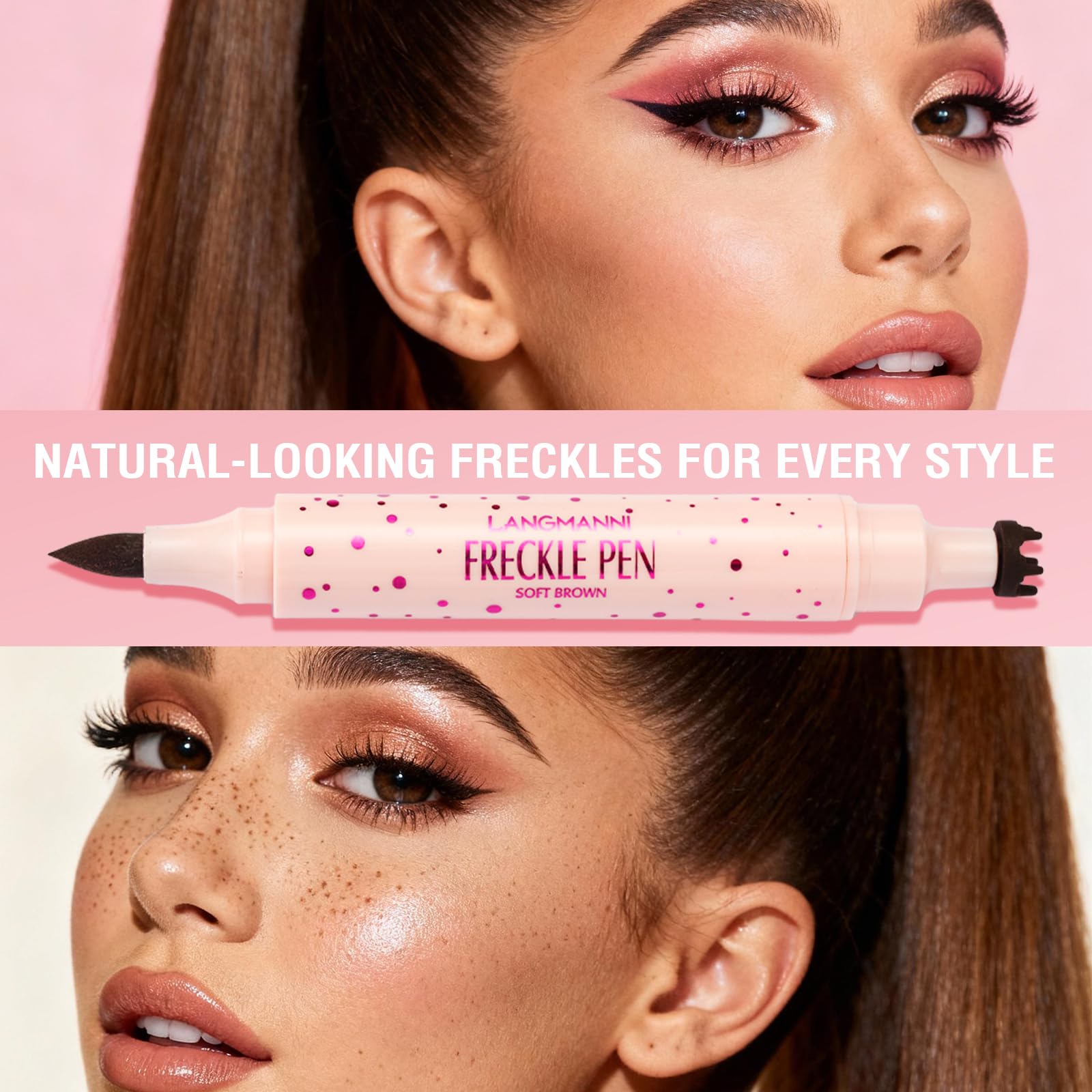 Jolilab freckle pen dark brown swatch on skin showing richer pigment for stronger definition
