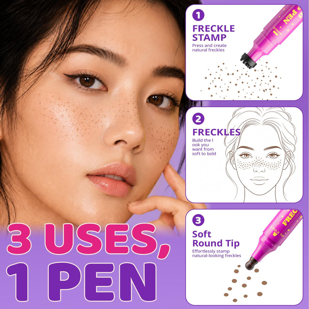 Jolilab freckle pen applied on skin showing natural sun-kissed freckles and blended finish