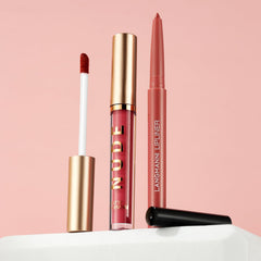 Jolilab lips before and after showing defined edges and intensified color benefits