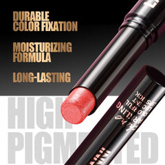 Jolilab lipstick applied on model showing subtle shimmer and hydrated look