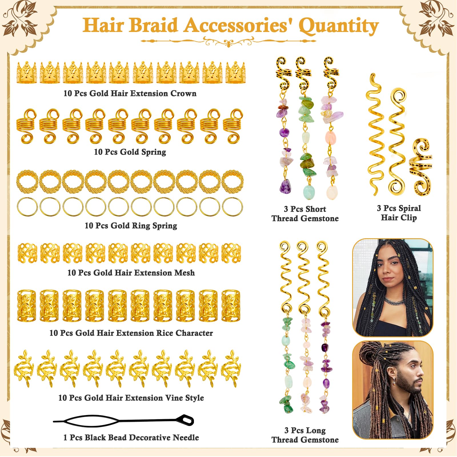 Jollidecor gold crown hair cuff detail showing decorative uplift