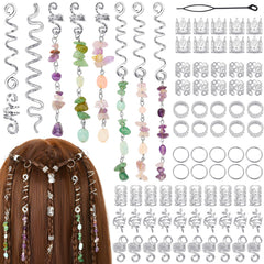 Jollidecor front package view showing full 80-piece hair jewelry kit and benefits
