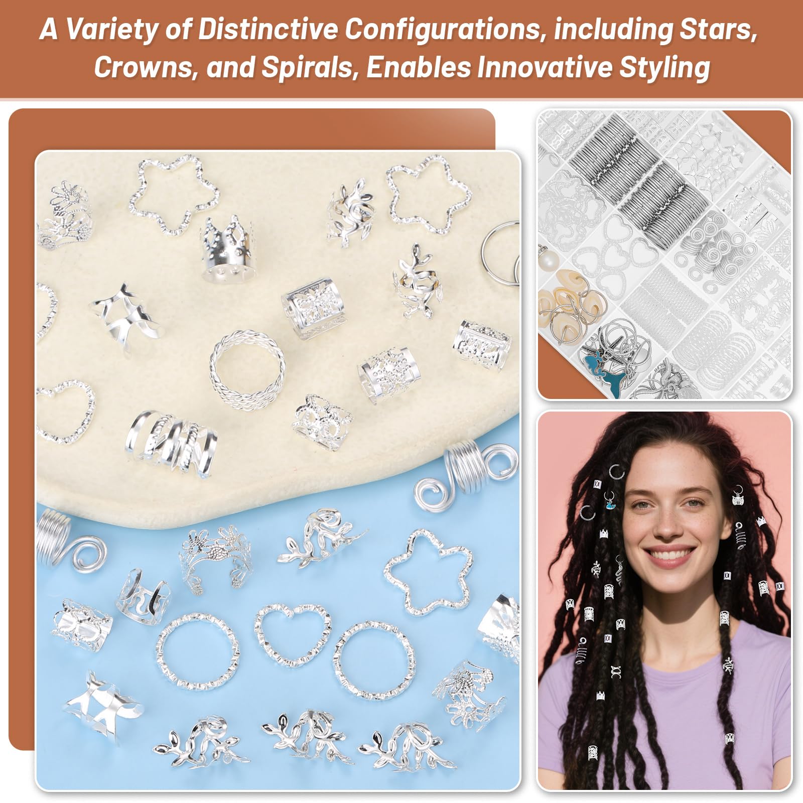 Jollidecor charm clipped to dreadlock demonstrating secure hold