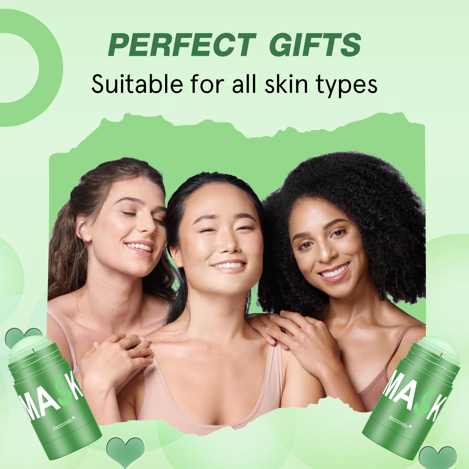 Josmon mask with green tea leaves emphasizing natural extract