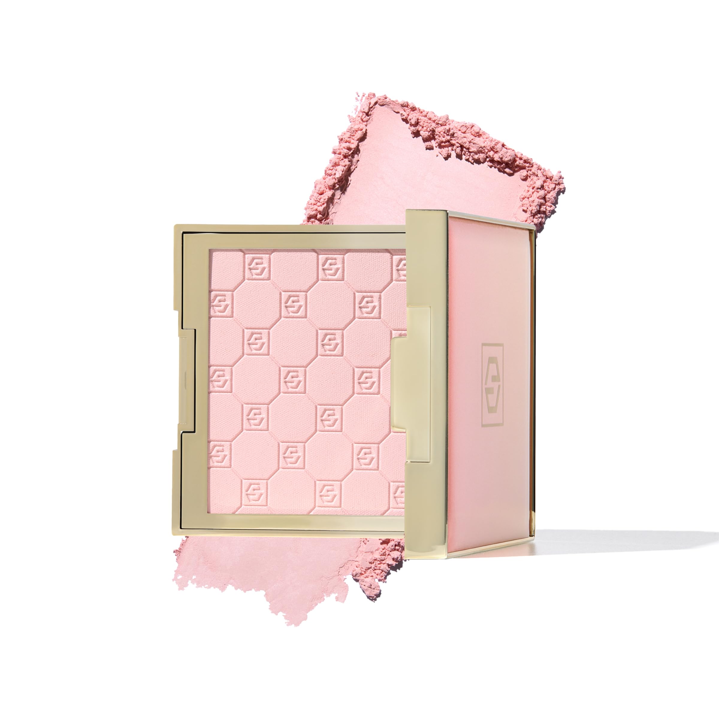 Jouer compact front view showing pink bright shade and sleek packaging benefit luminous finish