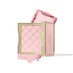 Jouer compact front view showing pink bright shade and sleek packaging benefit luminous finish