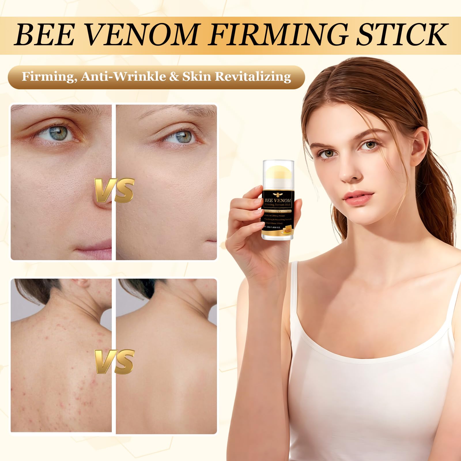 JOYAONE applying stick to laugh lines for targeted firming and smoothing