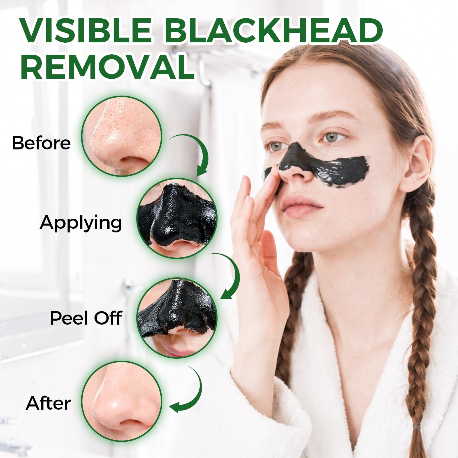 JOYAONE applying mask on nose after shower to deeply cleanse pores