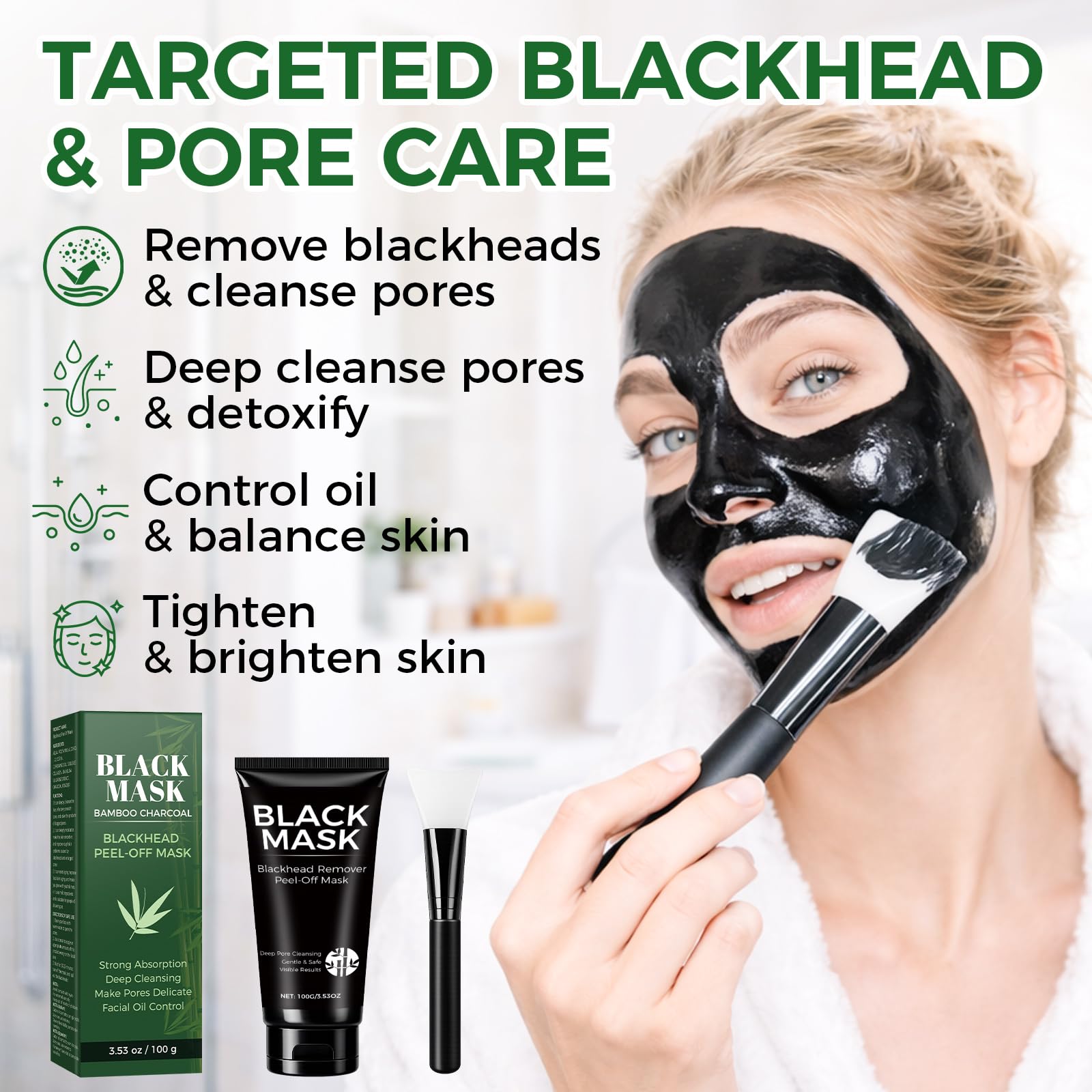 JOYAONE charcoal mask texture on spoon illustrating smooth spreadability