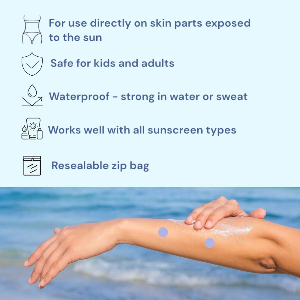 Joyful Artistry sticker turning purple indicating time to reapply sunscreen