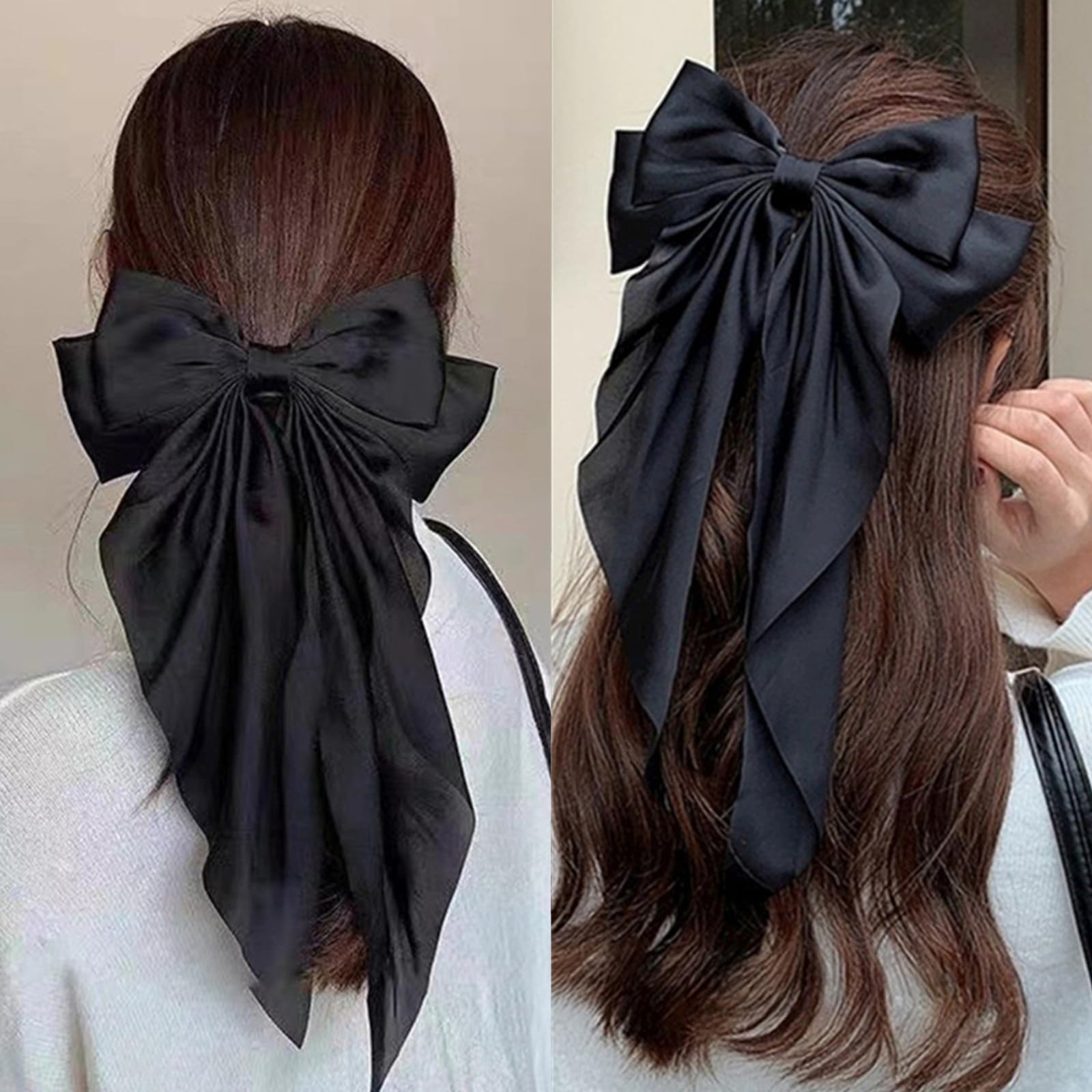 JOYRUBY bow clipped on bun showcasing elegant volumizing effect