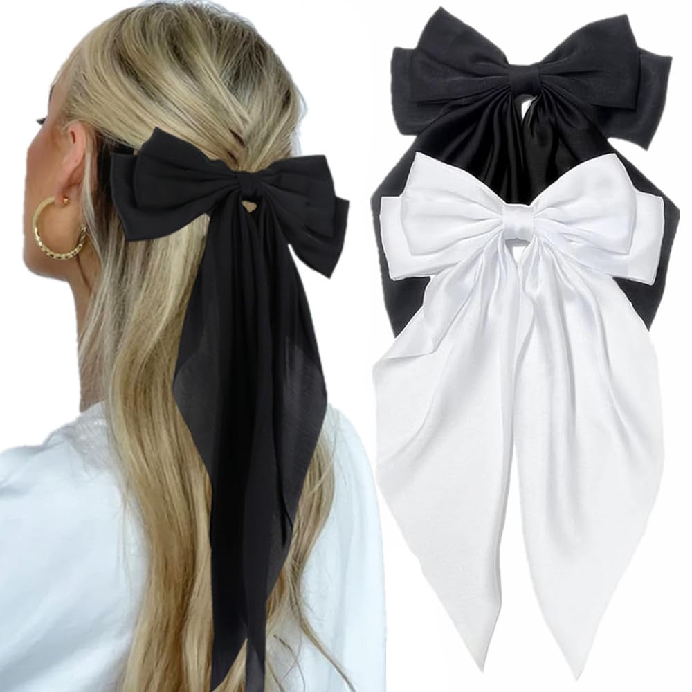 JOYRUBY front view of white and black bows showing contrast and style