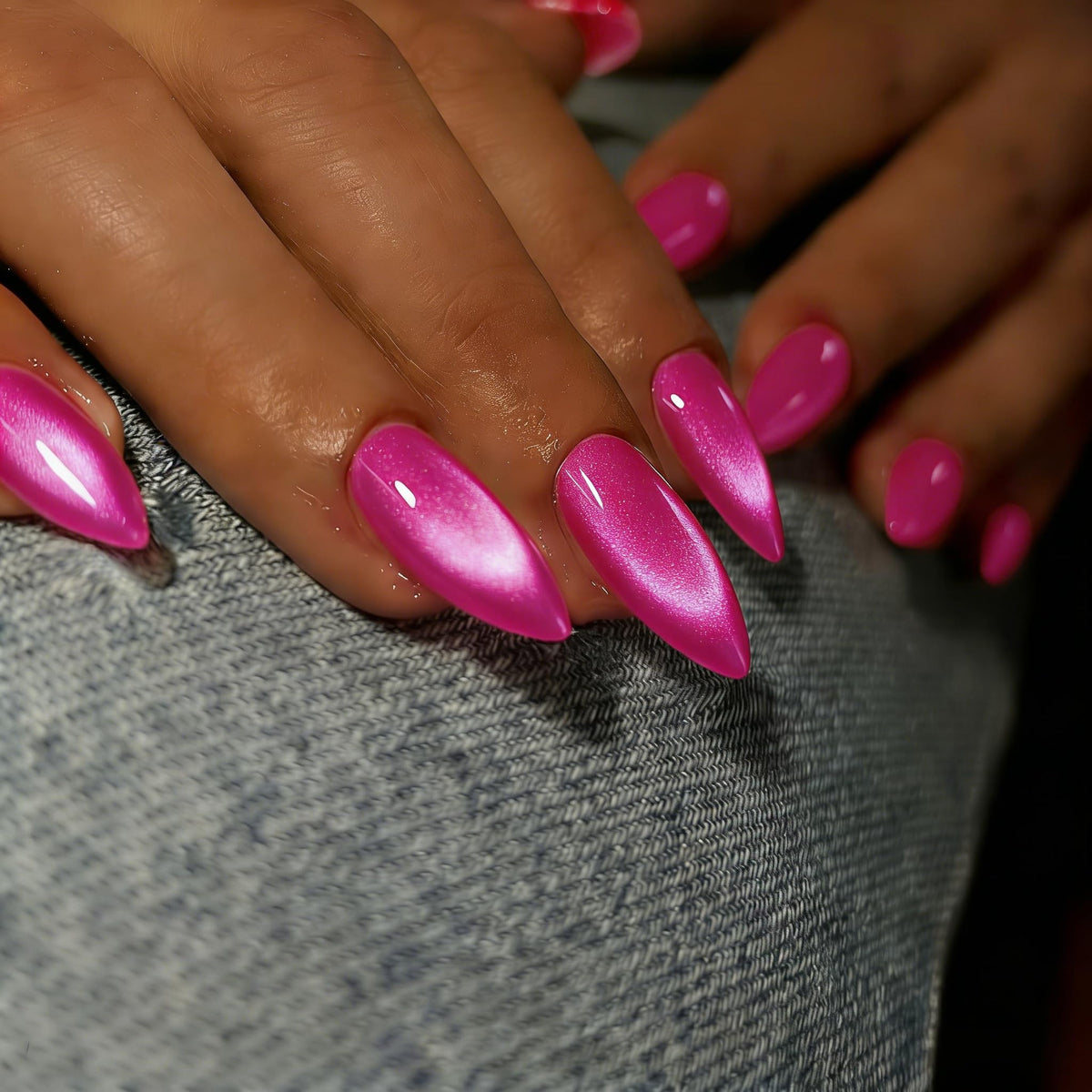 JOYVVEW front packaging showing hot pink press-on nails and included tools