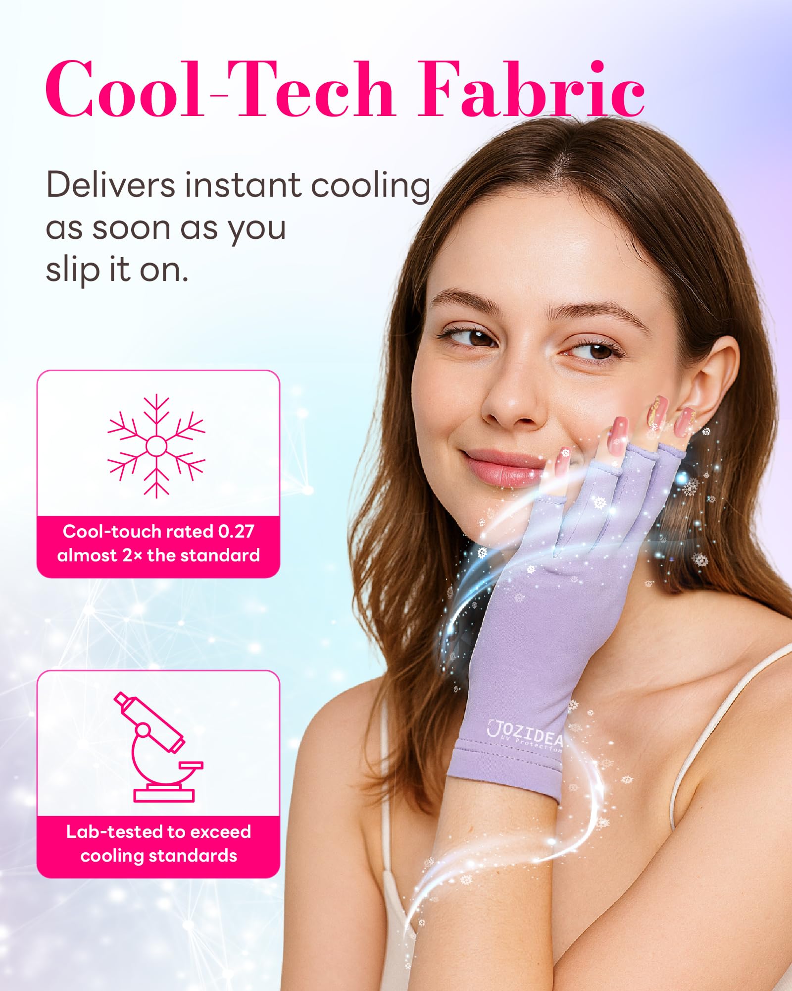 jozidea fingerless gloves in use during a gel manicure for precise nail work